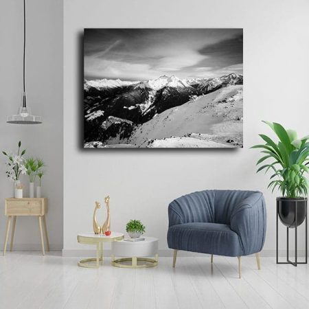 Tableau Noir Et Blanc Montagne au mur