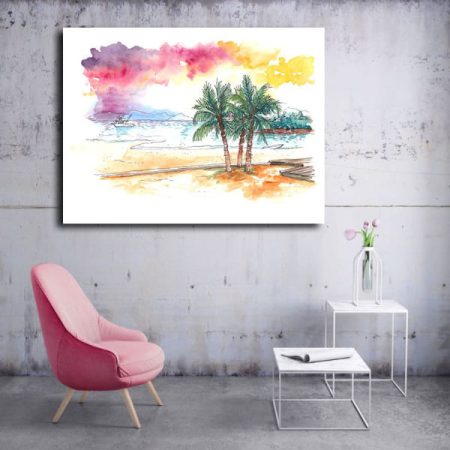 Tableau Plage Aquarelle au mur