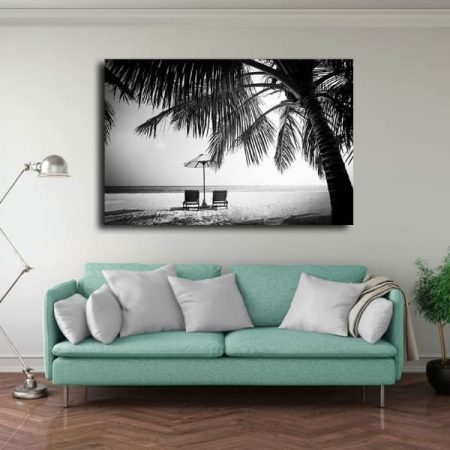 Tableau Plage Noir Et Blanc au mur