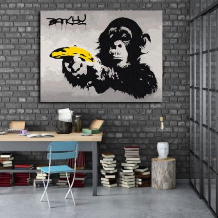 Tableau Singe Banksy au mur