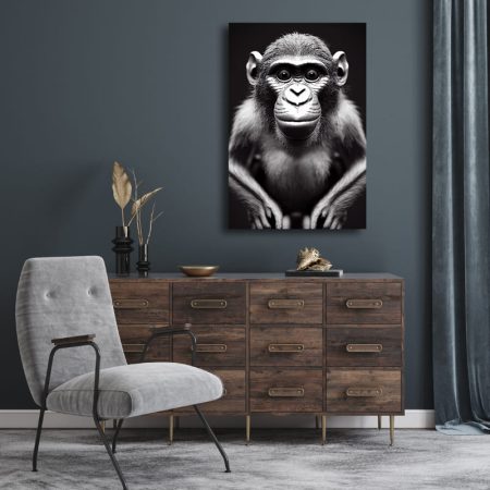 Tableau Singe Noir Blanc au mur