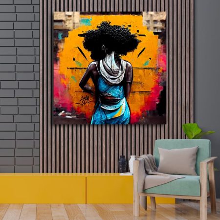 Tableau Street Art Afro au mur