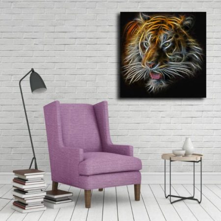 Tableau Tigre 3D au mur