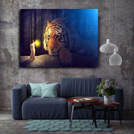 Tableau Tigre Enfant au mur